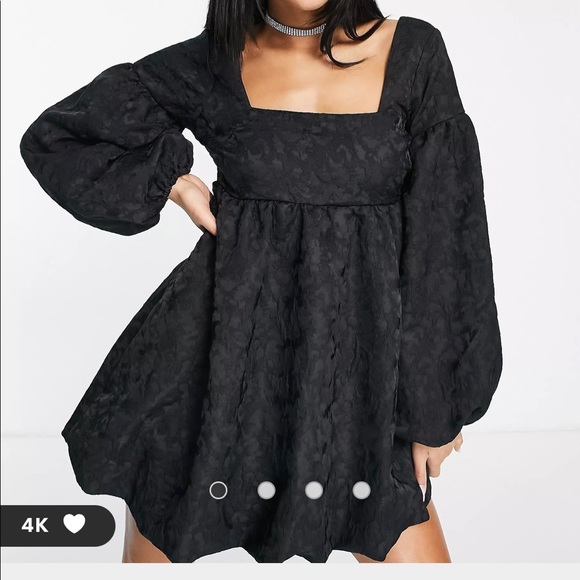 asos black babydoll dress Bisou Babydoll Dress Black Lace LARGE main image 1